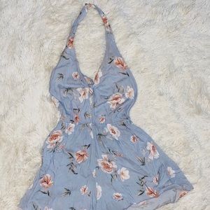 Floral blue romper